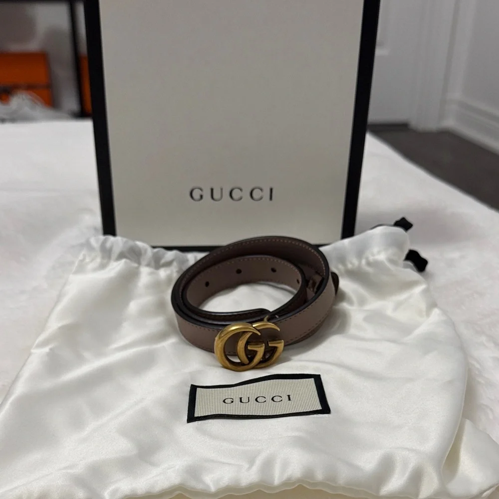 Authentic Gucci GG Marmont Belt Nude Pinkish leather - Picture 1 of 6
